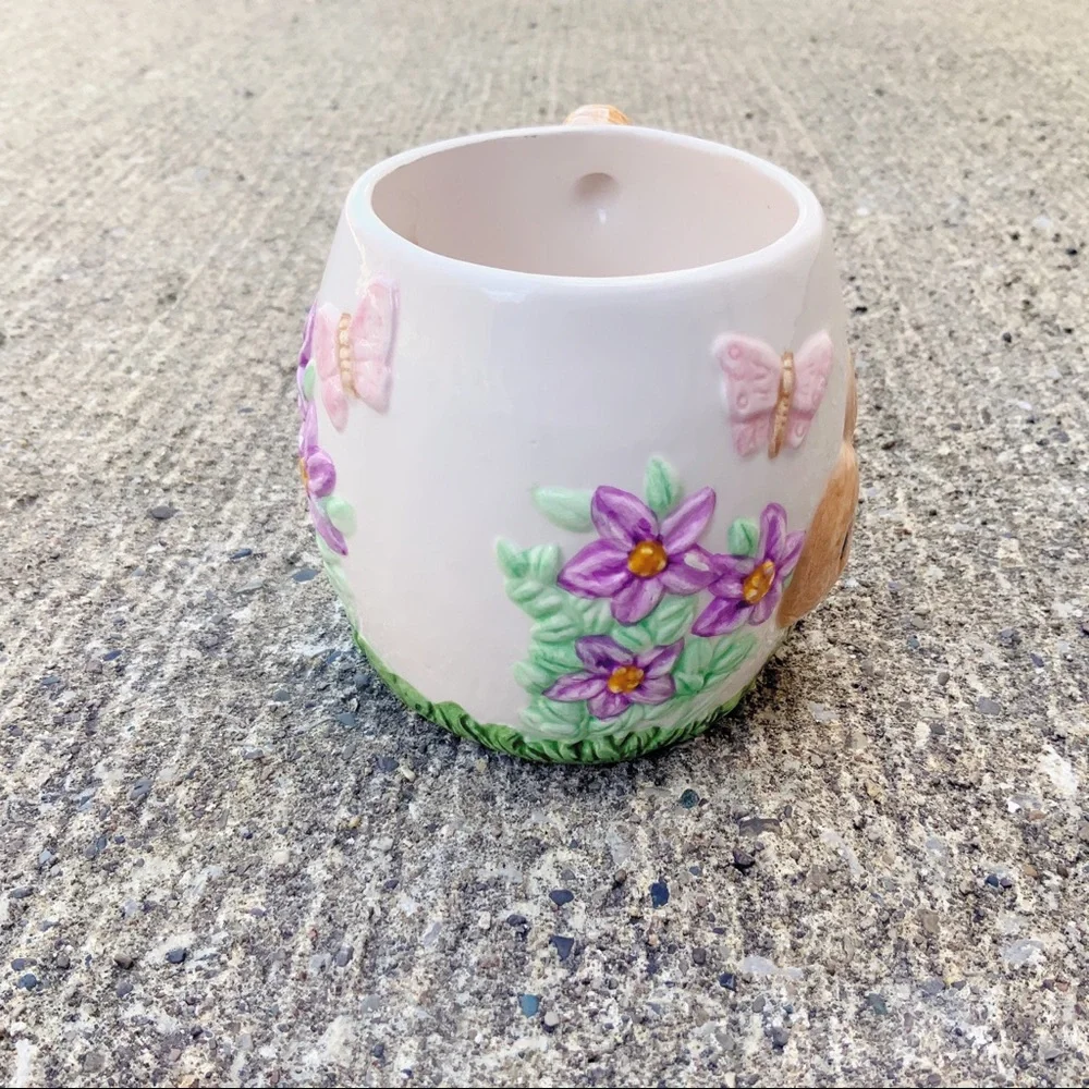Vintage Wangs International bunny floral butterfly mug rabbit Cottagecore - Picture 4 of 8